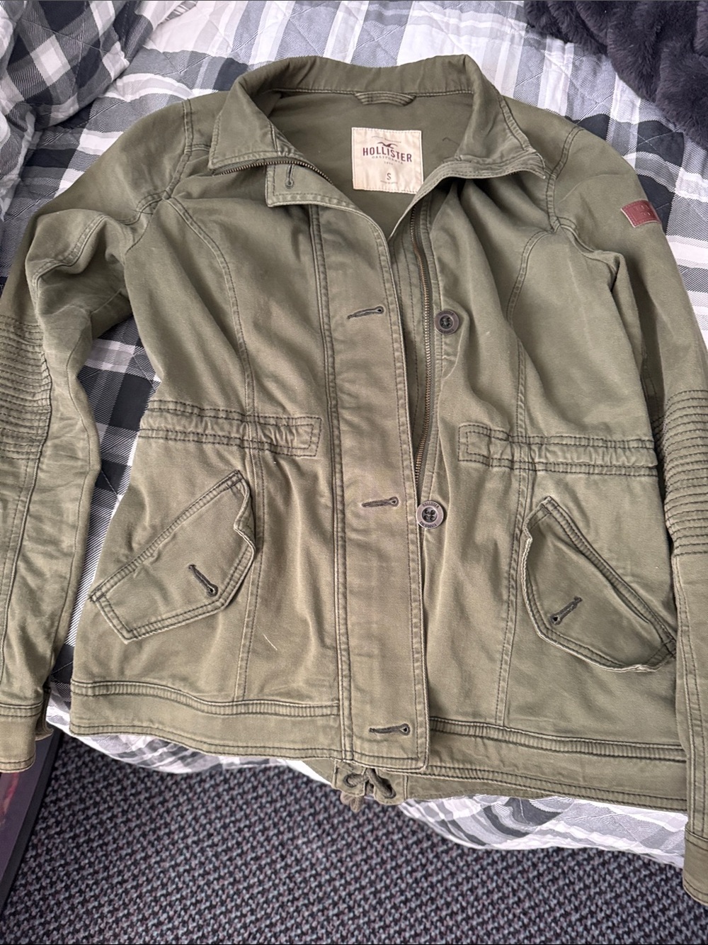 Hollister Olive Green Utility Jacket with Drawstring Waist
